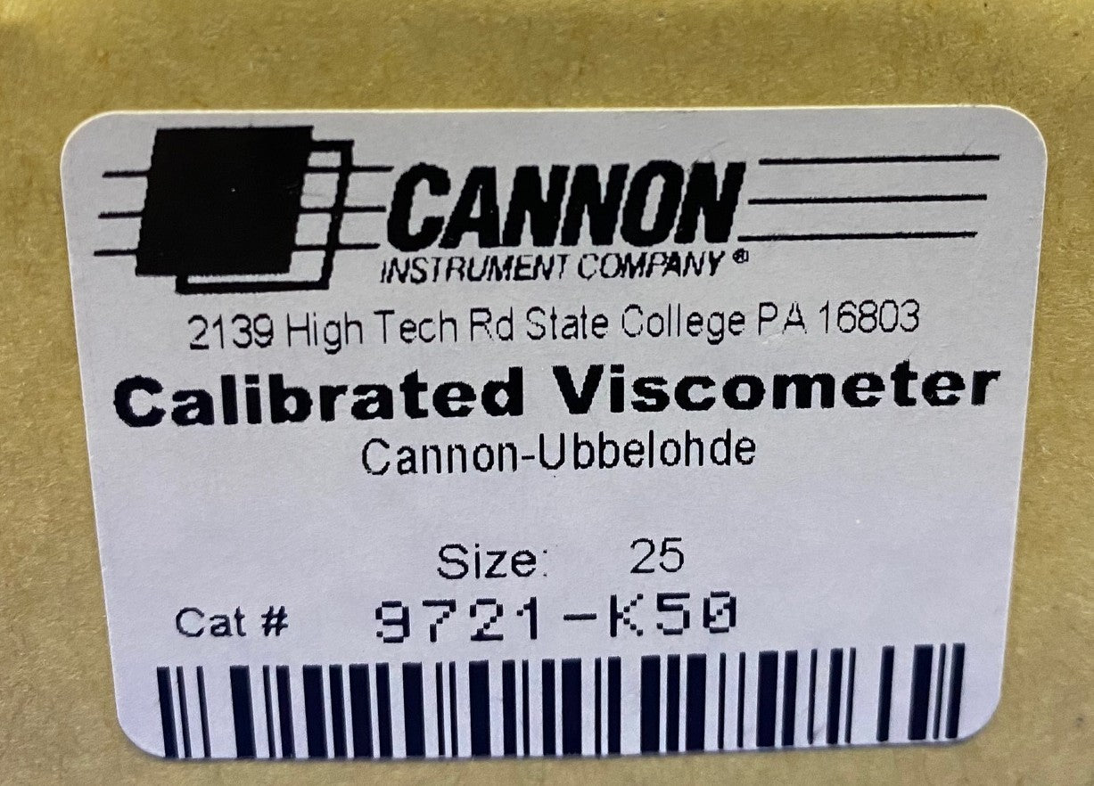 CANNON INSTRUMENT 9721-K50 SIZE 25 CANNON-UBBELOHDE CALIBRATED VISCOMETER