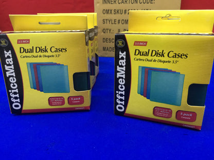 OFFICEMAX DUAL 3.5" DISK CASES 1 CARTON CONTAINING 8 PACKS OF 5- 45 Total