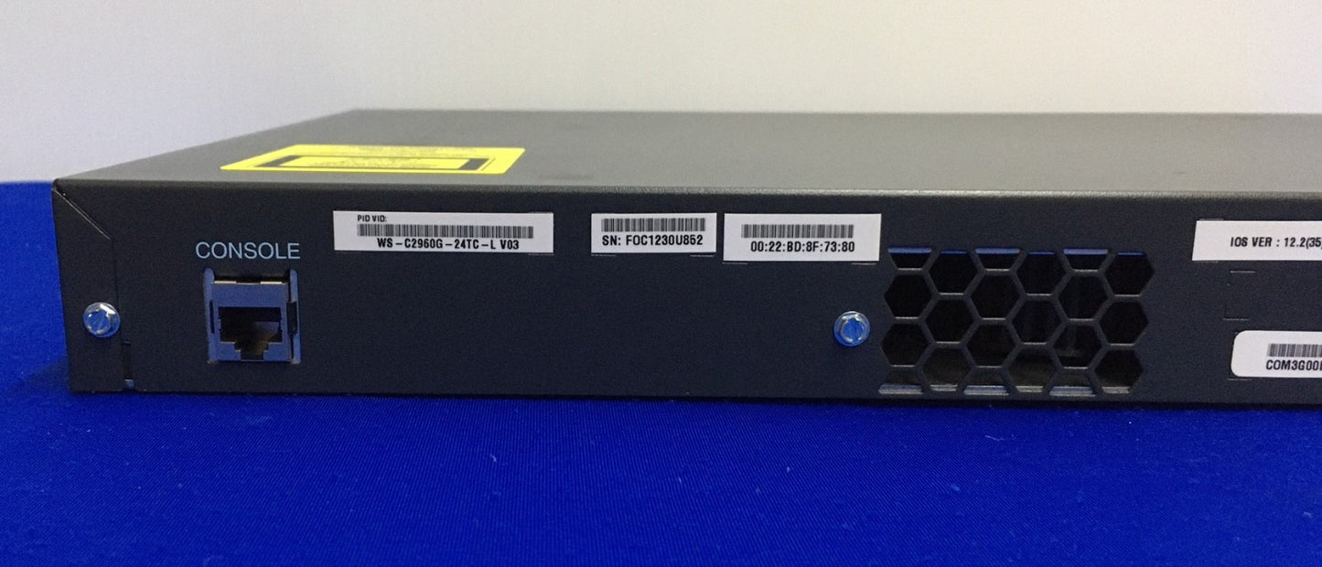 CISCO SYSTEMS CATALYST 2960G SERIES POWER CORD INCLUDED