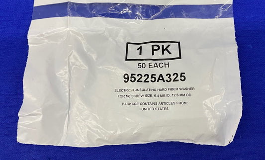 95225A325 ELECTRICAL-INSULATING HARD FIBER WASHER FOR M6 SCREW 1 PACKAGE/QTY 50