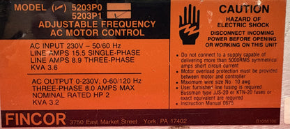 BALDOR INCOM BOSTON KUTF-B MOTOR 2-HP W FINCOR 5200 5203P1 MOTOR FREQ CONTROLLER