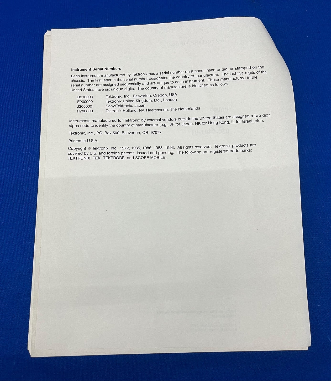 TEKTRONIX P6009 120 MHz 100X プローブ 070-0401-01 取扱説明書