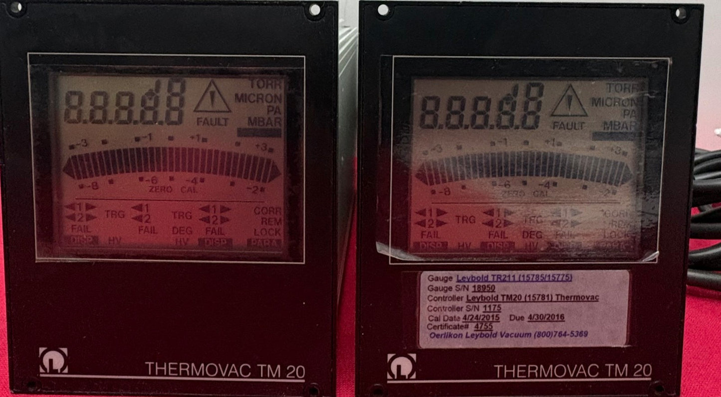 LEYBOLD THERMOVAC TM20 (15781) CONTROLLER VACUUM PUMP GAUGE QTY 2 - PARTS/REPAIR