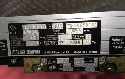 RSF ELEKTRONIK MSA 6706 67061 170MM リニア エンコーダ (Parker Daedal 106061C20ELH 付き)