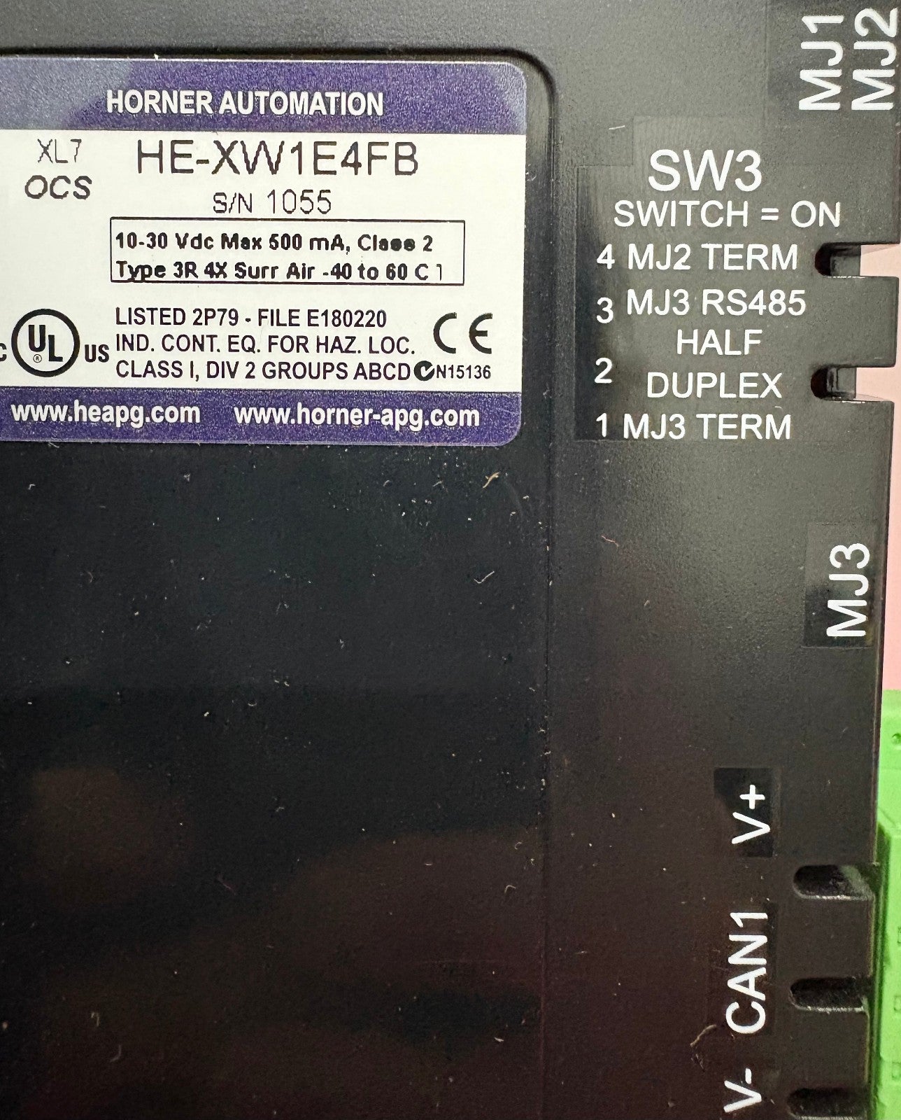 OCS XL7 HORNER HEXW1E4FB OPERATOR INTERFACE DC/DC I/O 24 DIGITAL INPUTS 12V