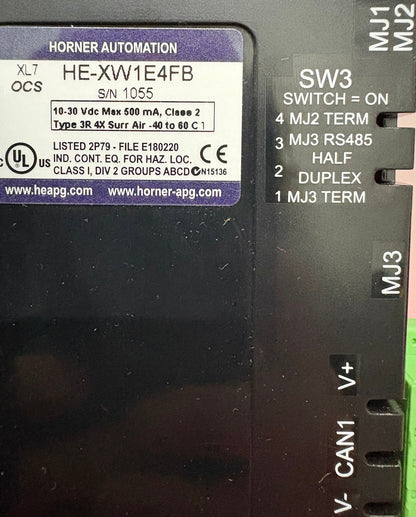 OCS XL7 HORNER HEXW1E4FB OPERATOR INTERFACE DC/DC I/O 24 DIGITAL INPUTS 12V