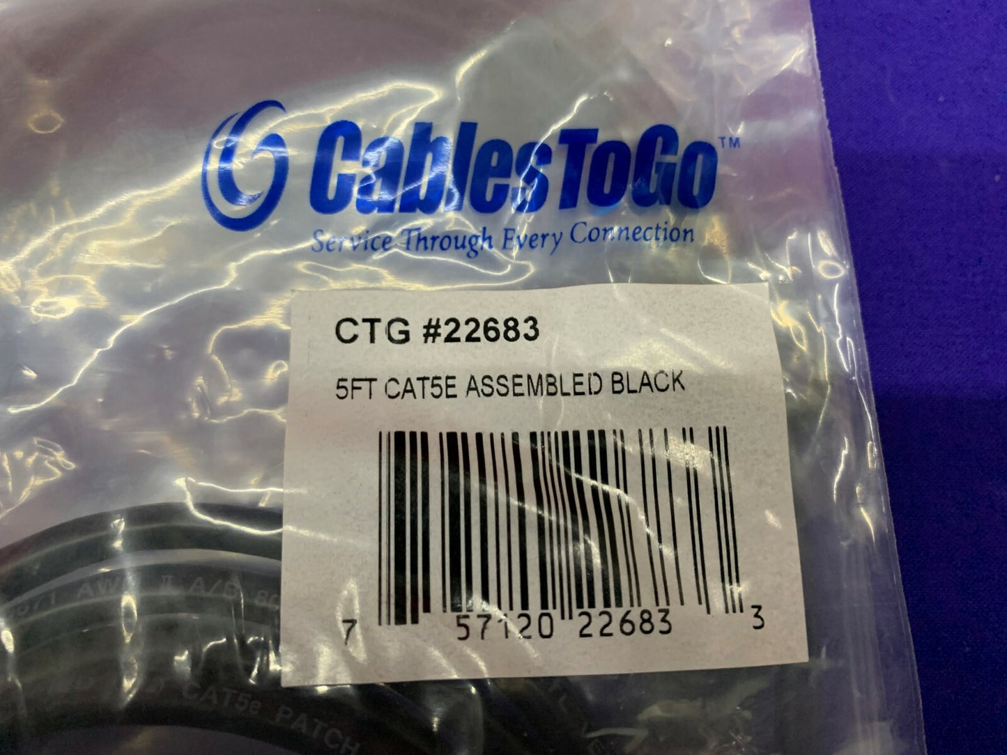 1 lote de 7 unidades - Cables C2G To Go Cat5e 22683, conectores negros de 5 pies, RJ-45 macho 