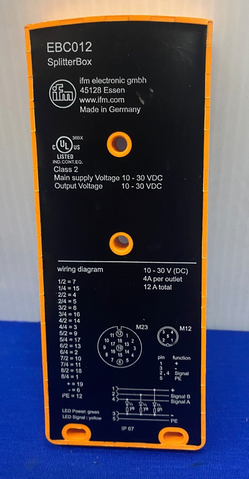 IFM EBC012 SPLITTER BOX/WIRING BLOCK M12 8 CONNECTOR OPENING