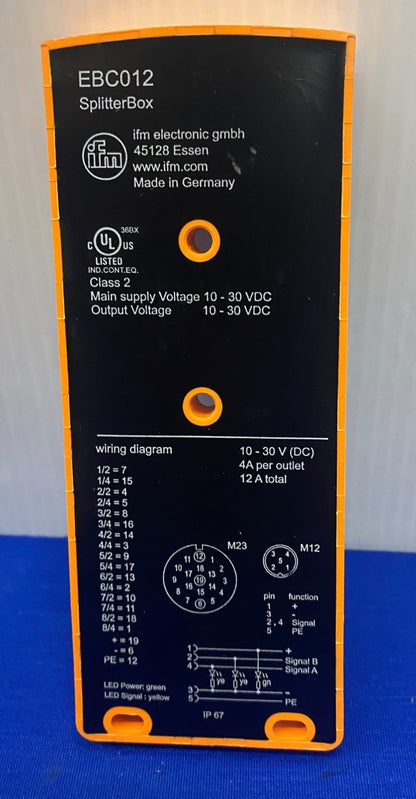 IFM EBC012 SPLITTER BOX/WIRING BLOCK M12 8 CONNECTOR OPENING