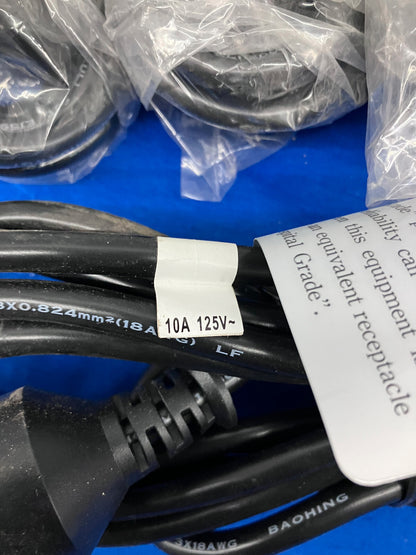 CABLES DE ALIMENTACIÓN 125 V, 10 A, GRADO HOSPITALARIO LOTE DE 5