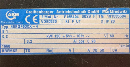 ABM GREIFFENBERGER VACUUBRAND DIAPHRAGM VACUUM PUMP 4EKGF63CX-4