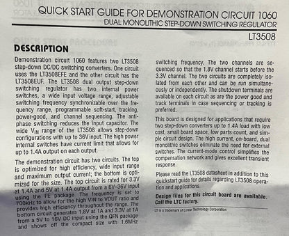 Demonstrationsschaltung für Linear Technology-Platinen DC1060A LT3508EFE/LT3508EUF
