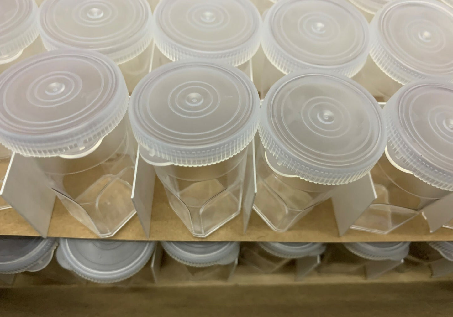 Flacons jetables VWR 14310-684 (transparents) avec bouchons à pression (naturels) 