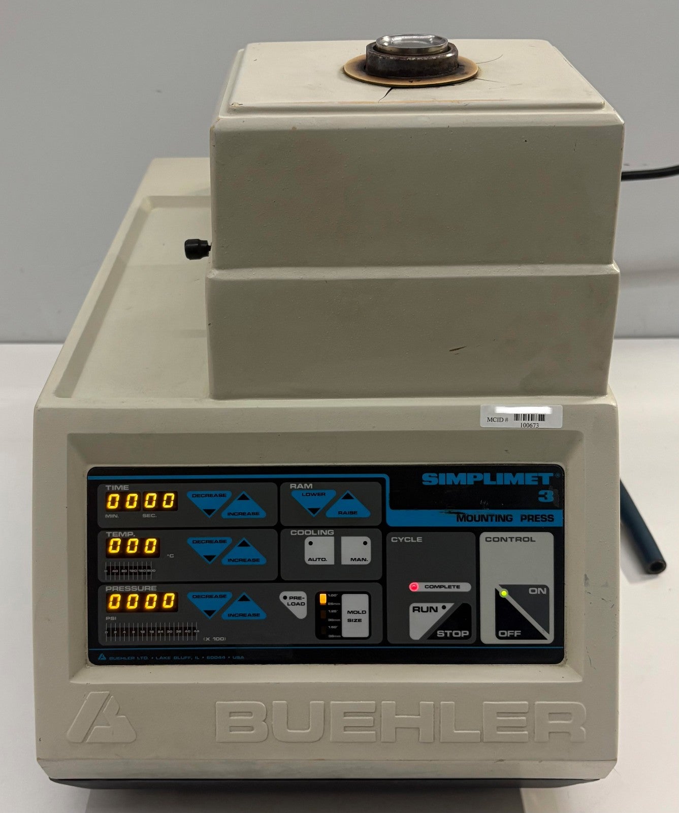 BUEHLER SIMPLIMET 3 MOUNTING PRESS CAT # 20-1420-??? - FOR PARTS/REPAIR