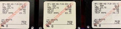 Menge von 3 AF1-B0-46-718-331-C Leistungsschalter 18,5 AMP 277V Max / Trip Amps 23,1 