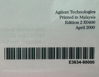 AGILENT USER & SERVICE GUIDE E3633A & E3634A DC POWER SUPPLY E3634-90000