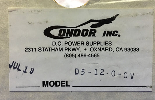 CONDOR INC. D5-12.0-0V 電源