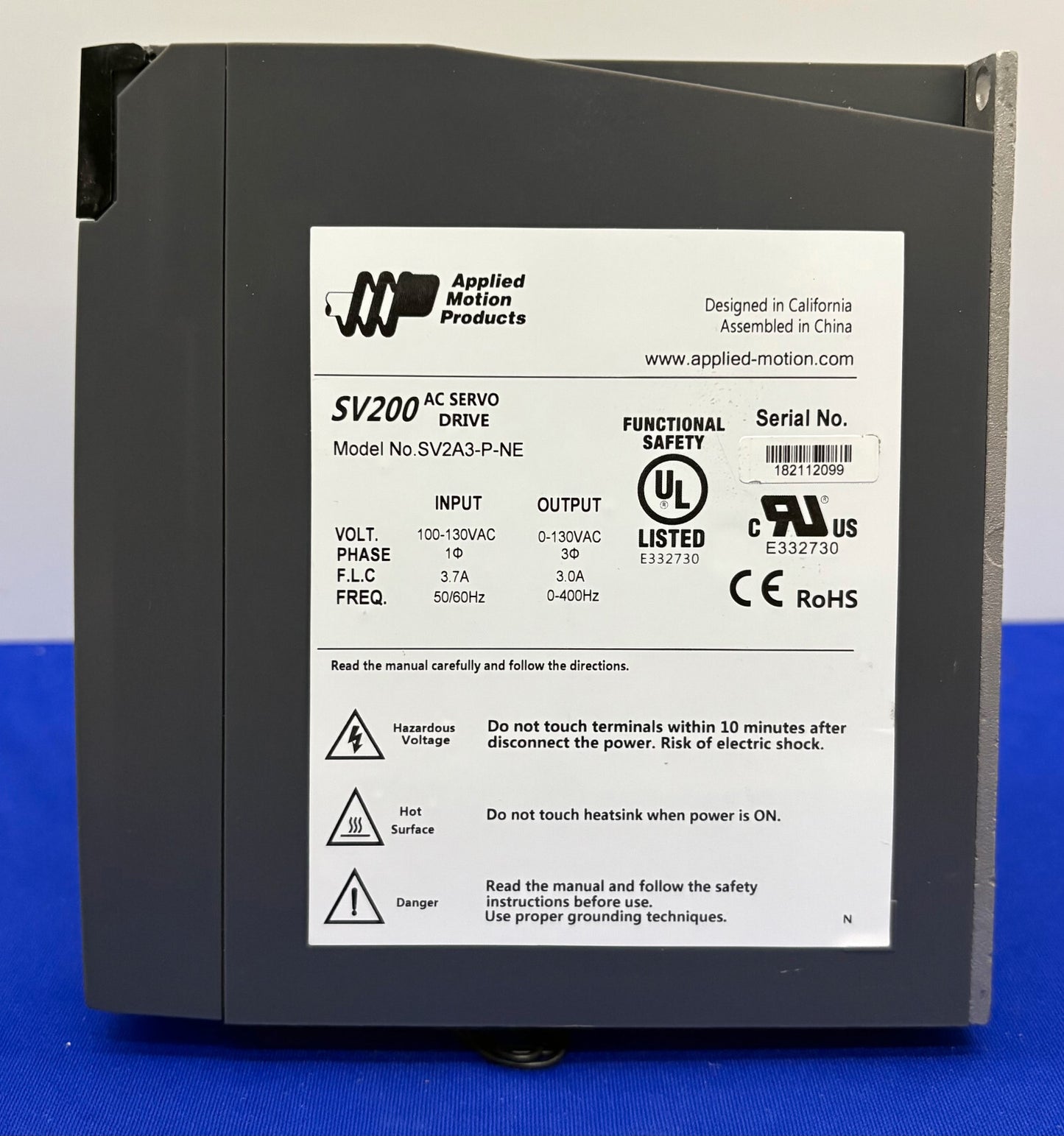 APPLIED MOTION PRODUCTS SV200 SV2A3-P-NE AC SERVO DRIVE 100-130 VAC