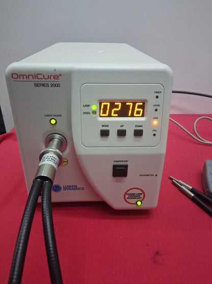 OMNICURE S2000-XLA UV CURE WITH BIFURCATED LIGHT GUIDE AND FOOT PEDAL 276 HOURS