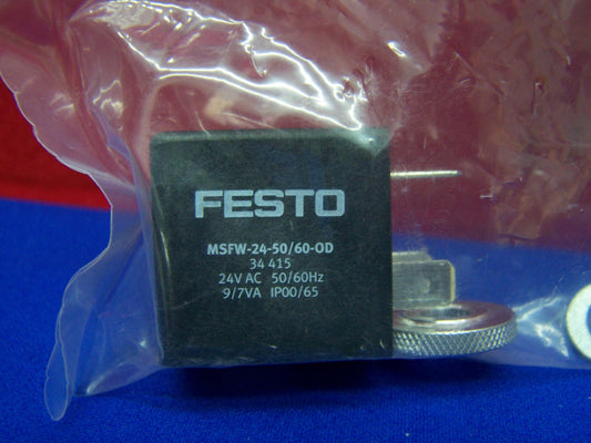 FESTO 34431 MSSD-F ソレノイド プラグ ソケット &amp; 34415 MSFW-24-50/60-OD ソレノイド コイル