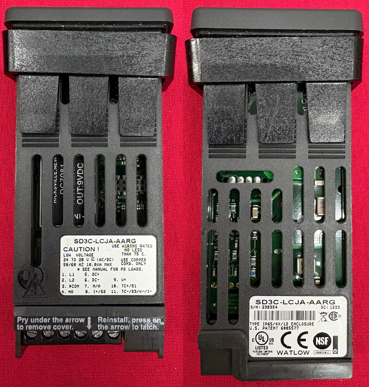 WATLOW TEMPERATURE CONTROL LOW VOLTAGE SD3C-LCJA-AARG IP65/4X/12 SN 238354.  DC