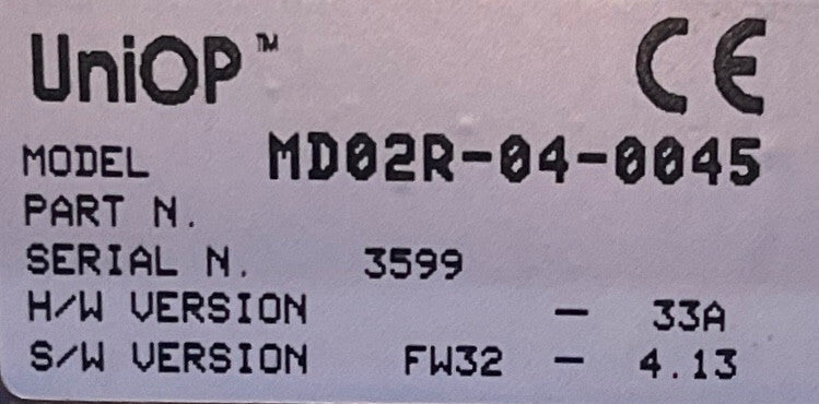 UNIOP ™ CONTROL OPERATOR INTERFACE PANEL MD02R-04-0045 4 REIHEN x 20 ZEICHEN