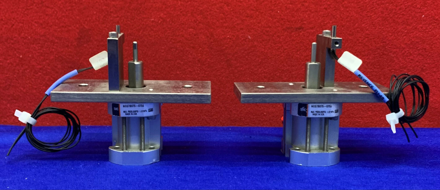 Lot de 2 vérins pneumatiques SMC NCQ7B075-075S avec Keyence FU-48