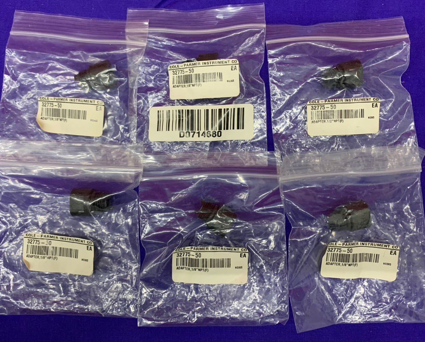 Lot de 6 adaptateurs Cole Parmer / Cole-Parmer 32775-50 / 1/8” NPT (F) 