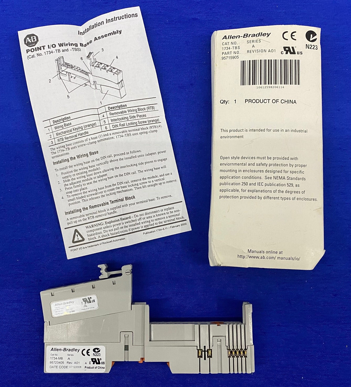 Allen Bradley AB 1734-TBS 1734TBS SER A - BESTEHT AUS: 1734-RTBS &amp; 1734-MB