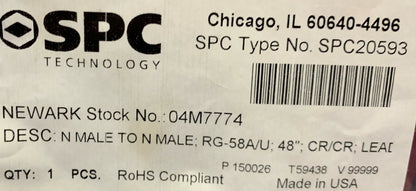 5 個ロット - SPC テクノロジー (Amphernol 類似品) SPC20593 RG58 RG-58A/UN