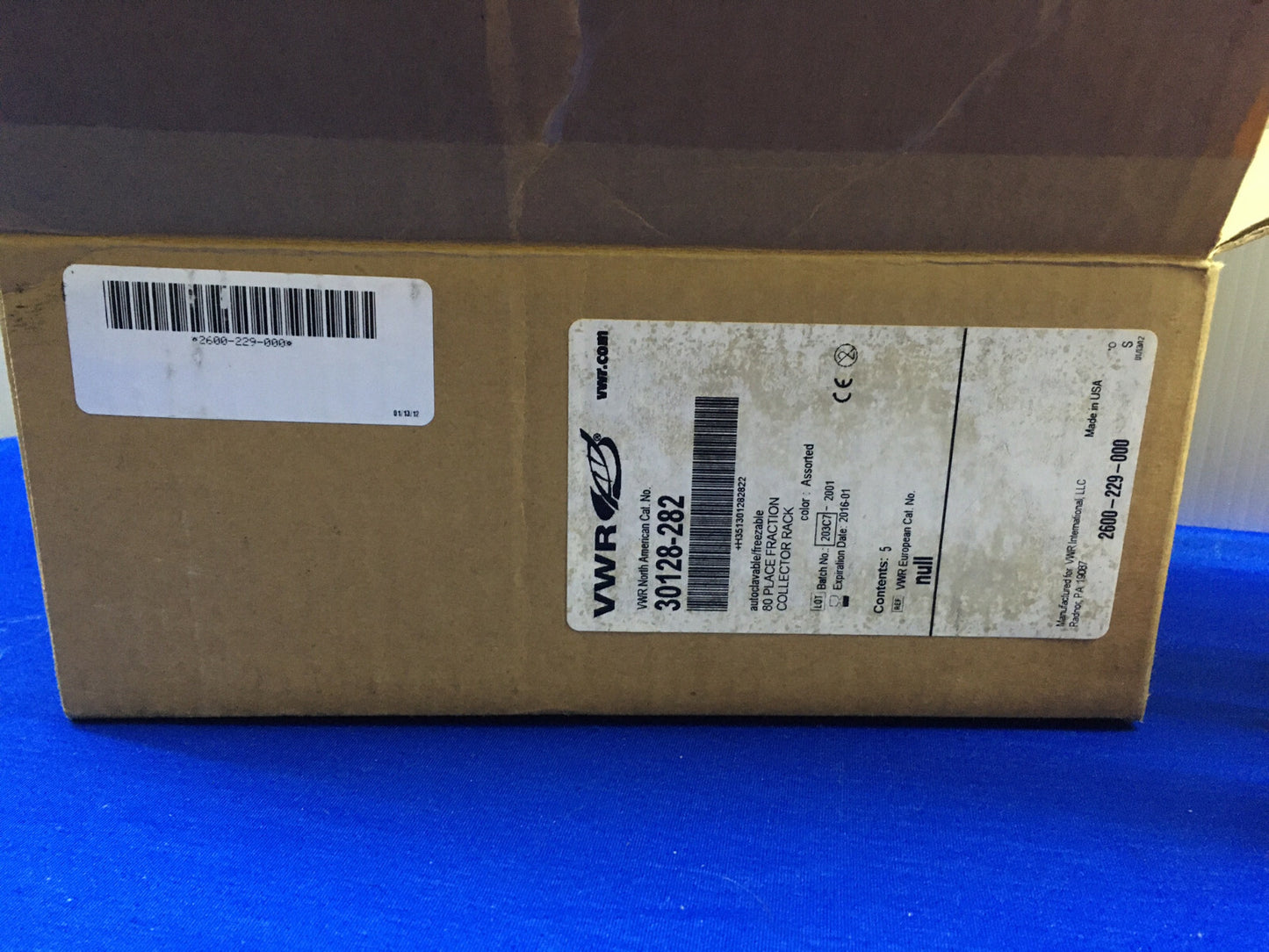 1 PAQUET DE 5 RACK DE COLLECTEUR DE FRACTIONS 80 PLACES AUTOCLAVABLE/CONGELABLE VWR 30128-282