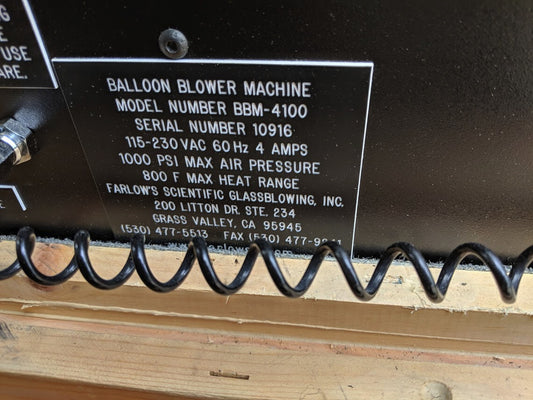 FARLOW'S BBM-4100 CATHETER BALLOON BLOWING SYSTEM FOR PARTS AND REPAIR