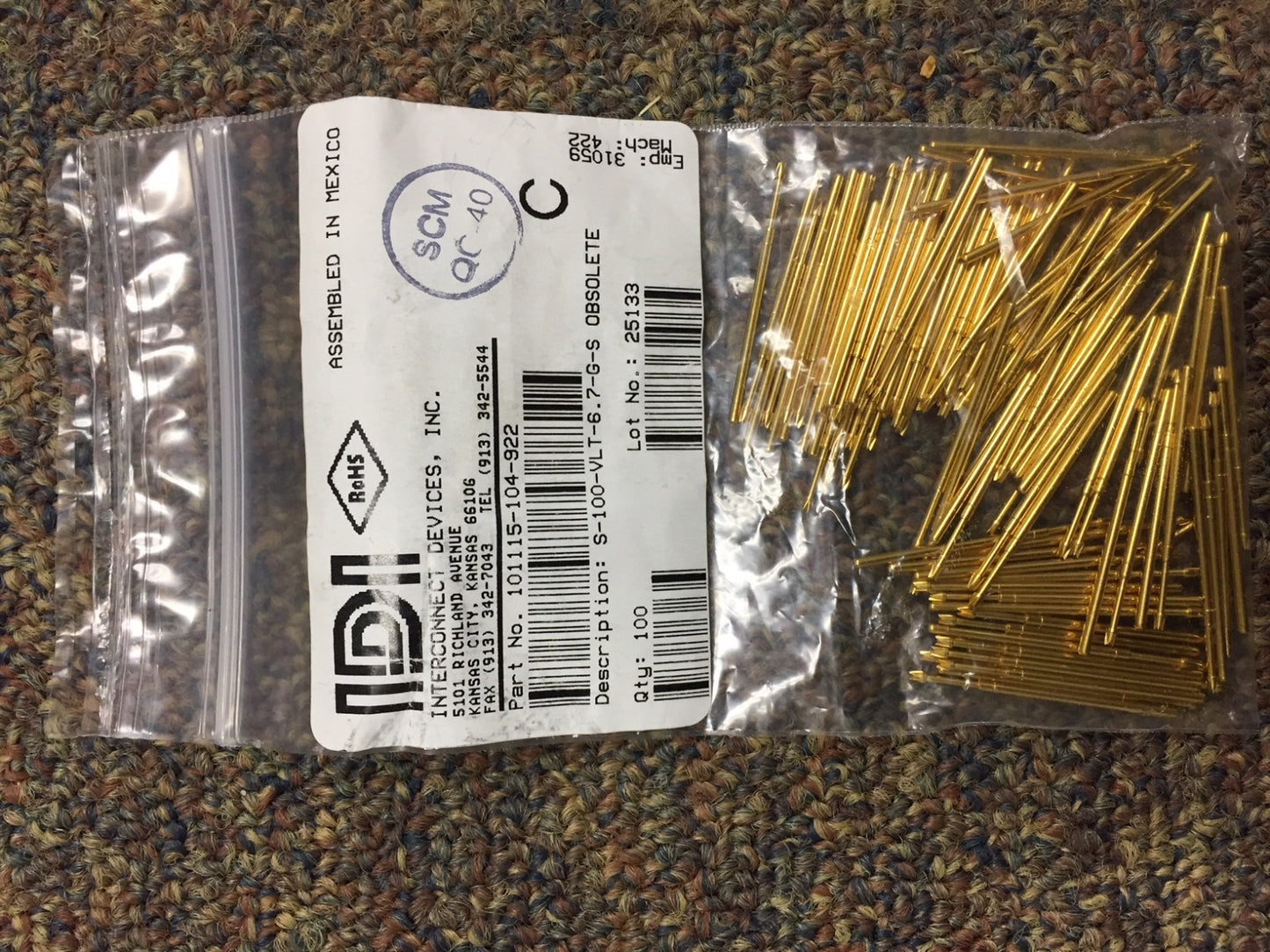 新しい IDI コンタクト テスト プローブ 部品番号 101115-104-922