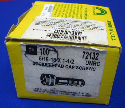 HOLO-KROME ALLEN  72132 3H682  5/16-18 X 1-1/2  SOCKET HEAD CAP SCREW