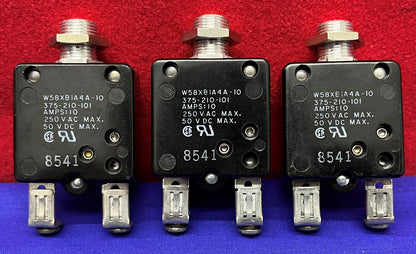 Potter &amp; Brunfield W58XB1A4A-10 サーキットブレーカー 375-210-101 250VAC 3個セット