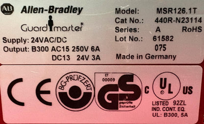Allen Bradley AB GUARDMASTER MSR126.1T 440R-N23114 SER A SAFETY RELAY
