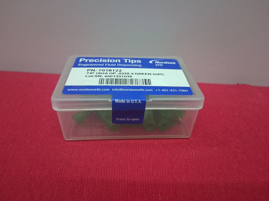 Nordson EFD P/N 7018122 Tip 18GA GP 0.033X 0.5 Green 50 PC Precision Tips EFD