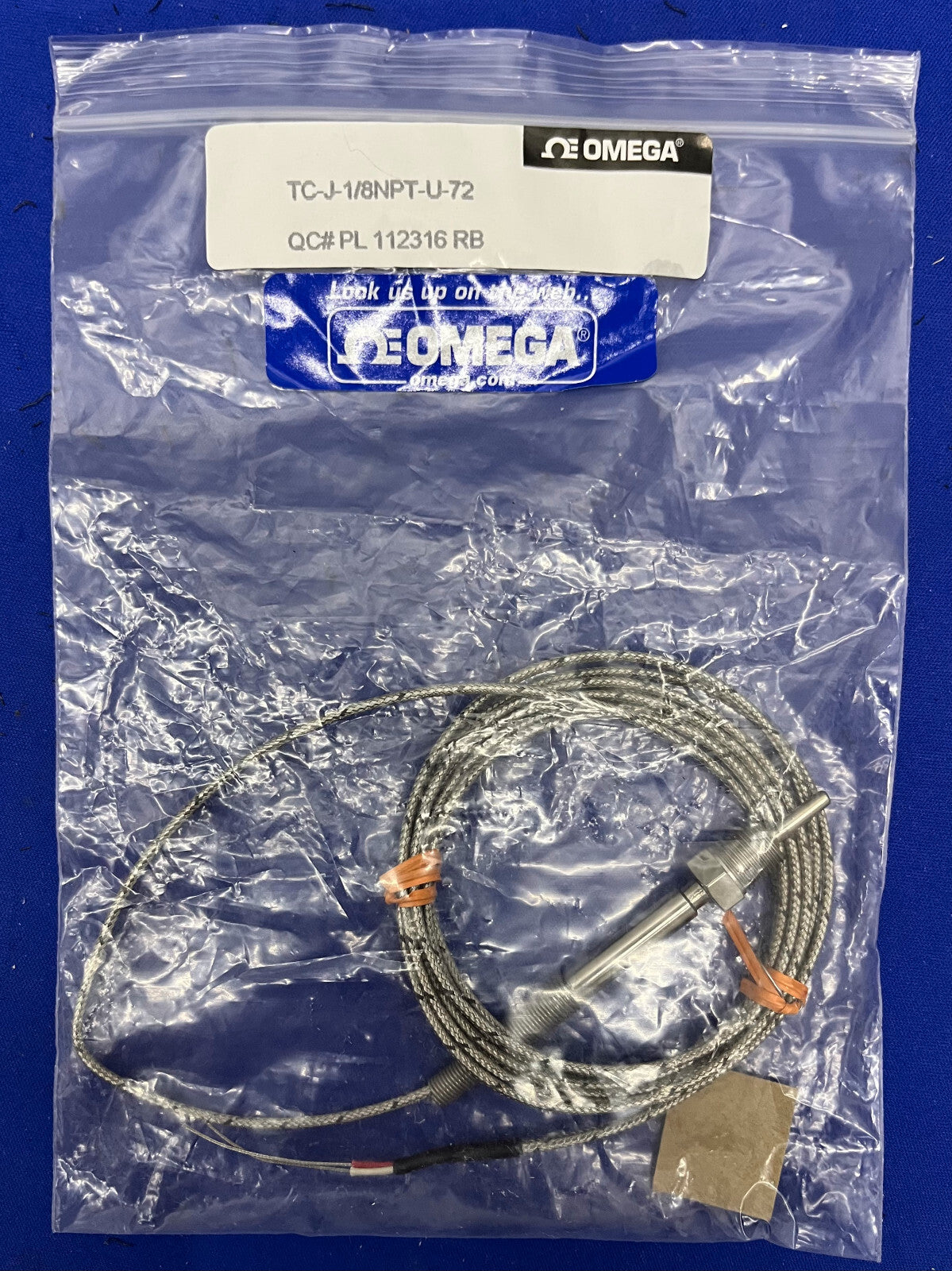 OMEGA ® TC-J-1/8NPT-U-72 THERMOKOPPEL PIJPSONDE 1/8 NPT 1/2 NEUS,QC# PL112316RB