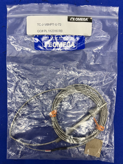 OMEGA ® TC-J-1/8NPT-U-72 THERMOKOPPEL PIJPSONDE 1/8 NPT 1/2 NEUS,QC# PL112316RB