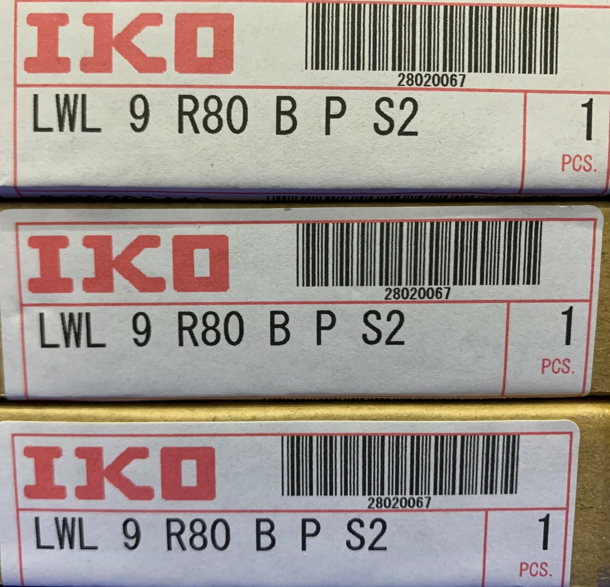 1 Lot Qty of 3 - IKO Nippon Thomson Linear Guide Rail.  LWL 9  R80 B P S2