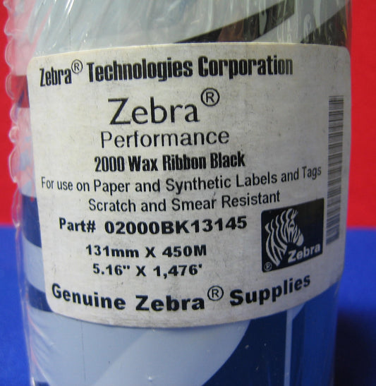 ZEBRA TECH CORP、02000BK13145、ZEBRA PERFORMANCE 2000 ワックスリボン ブラック