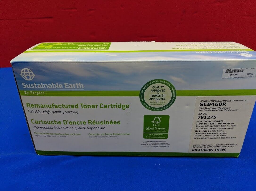 Staples Sustainable Earth Remanufactured Zwarte Toner Cartridge (Model SEB460R)