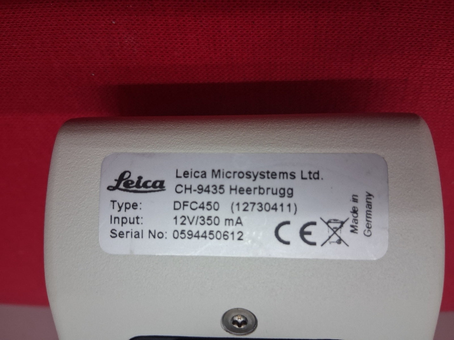 LEICA DFC450 MICROSCOPE CAMERA CH-9435 12V/350 mA