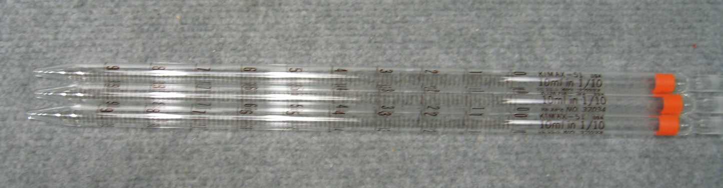 KIMAX 37034 / KIMAX-51 PIPETAS SEROLÓGICAS DE VIDRIO DE 10 ML EN 1/10 TD A 20 GRADOS C 
