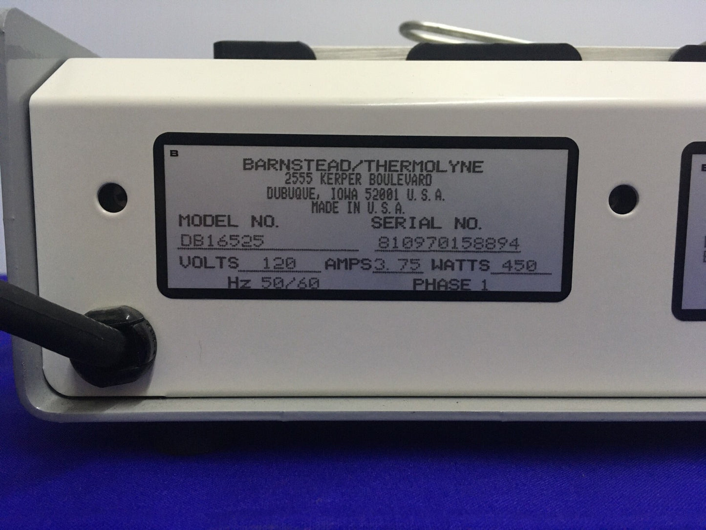 BARNSTEAD / THERMOLYNE DB16525 TYPE 16500 DRI-BATH 120V 3,75AMP 450WATT 