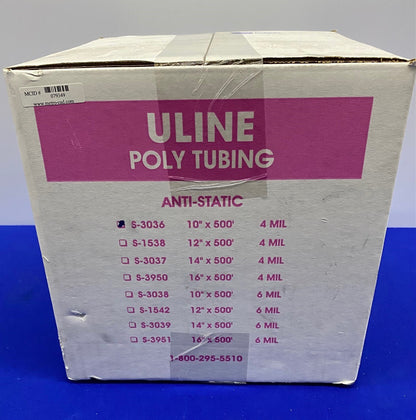 Uline S-3036 Anti-Static Poly Tubing Roll - 4 Mil, 10'' x 500' ITEM IS NEW