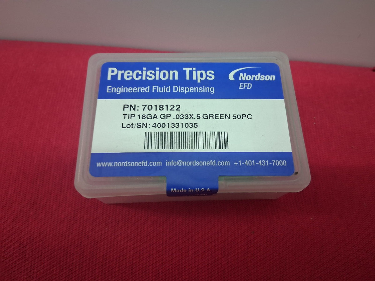 Nordson EFD P/N 7018122 Tip 18GA GP 0.033X 0.5 Green 50 PC Precision Tips EFD