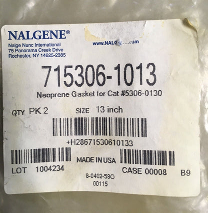 1 PAQUET DE 2 - JOINT EN NÉOPRÈNE NALGENE ® 715306-1013 13" POUR #5306-0130
