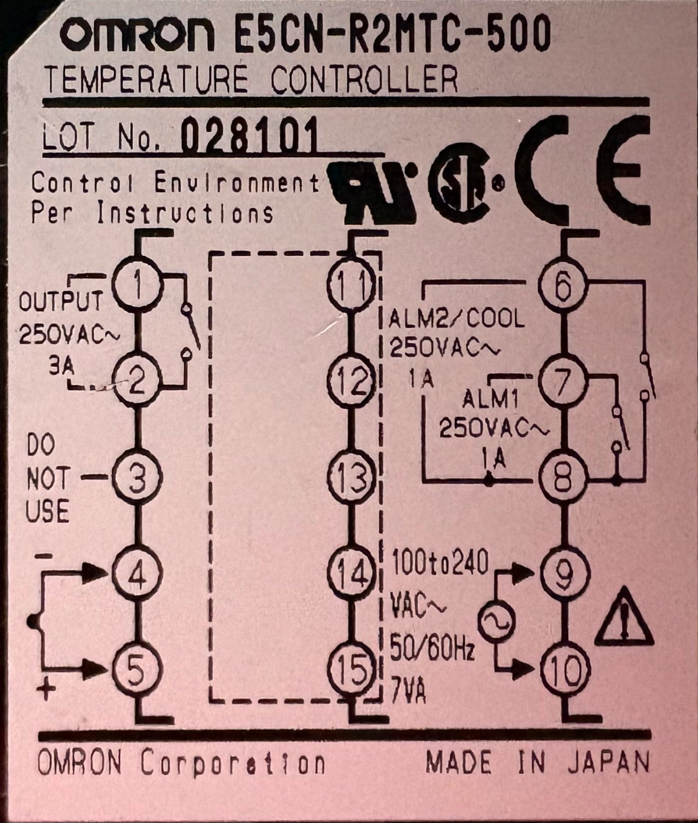 OMRON E5CN TEMPERATURE CONTROLLER E5CN-R2MTC-500