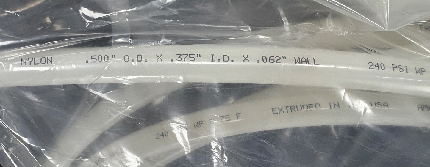 FREELINWADE TUBING NYLON 1/2" X .375" NATURAL 1E-207-10 - 4 PKGS / 10' EA